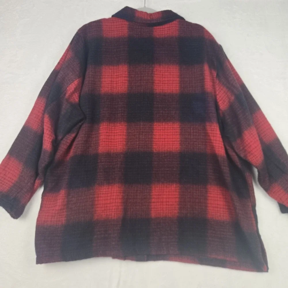 Lemon Grass Women's Red‎ Black Plaid Shacket Size 22W Snaps Wool - Picture 9 of 11